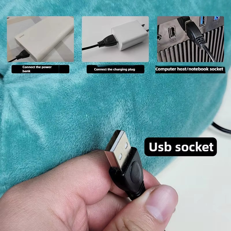Portable 5V/2A USB Power Electric Foot Warmer under Desk Heating Pad Winter Warming Plush Flannel Leg Thermostat Heater
